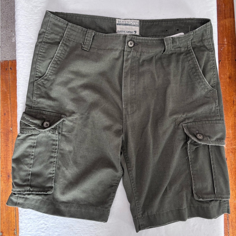 Men’s Vintage Blue Notes 100% Cotton Classic Button Cargo Short Size 36 Waist